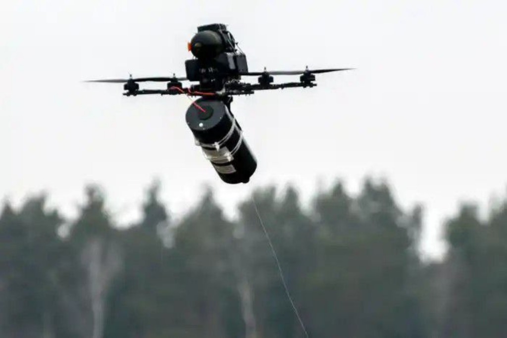 Os Drones Com Cabos De Fibra óptica