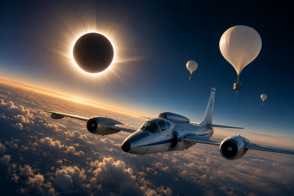 NASA vai perseguir o eclipse solar a 740 km/h para prolongar a totalidade e estudar o Sol