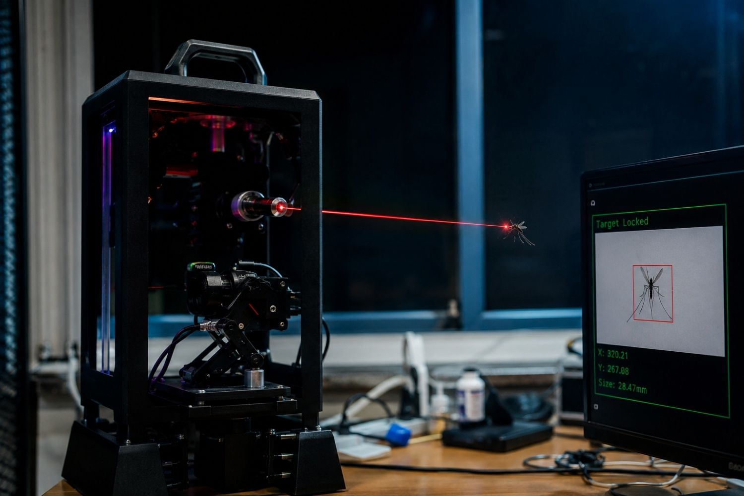 Um engenheiro cansou dos mosquitos e construiu uma torre com IA que encontra os insetos e dispara um laser