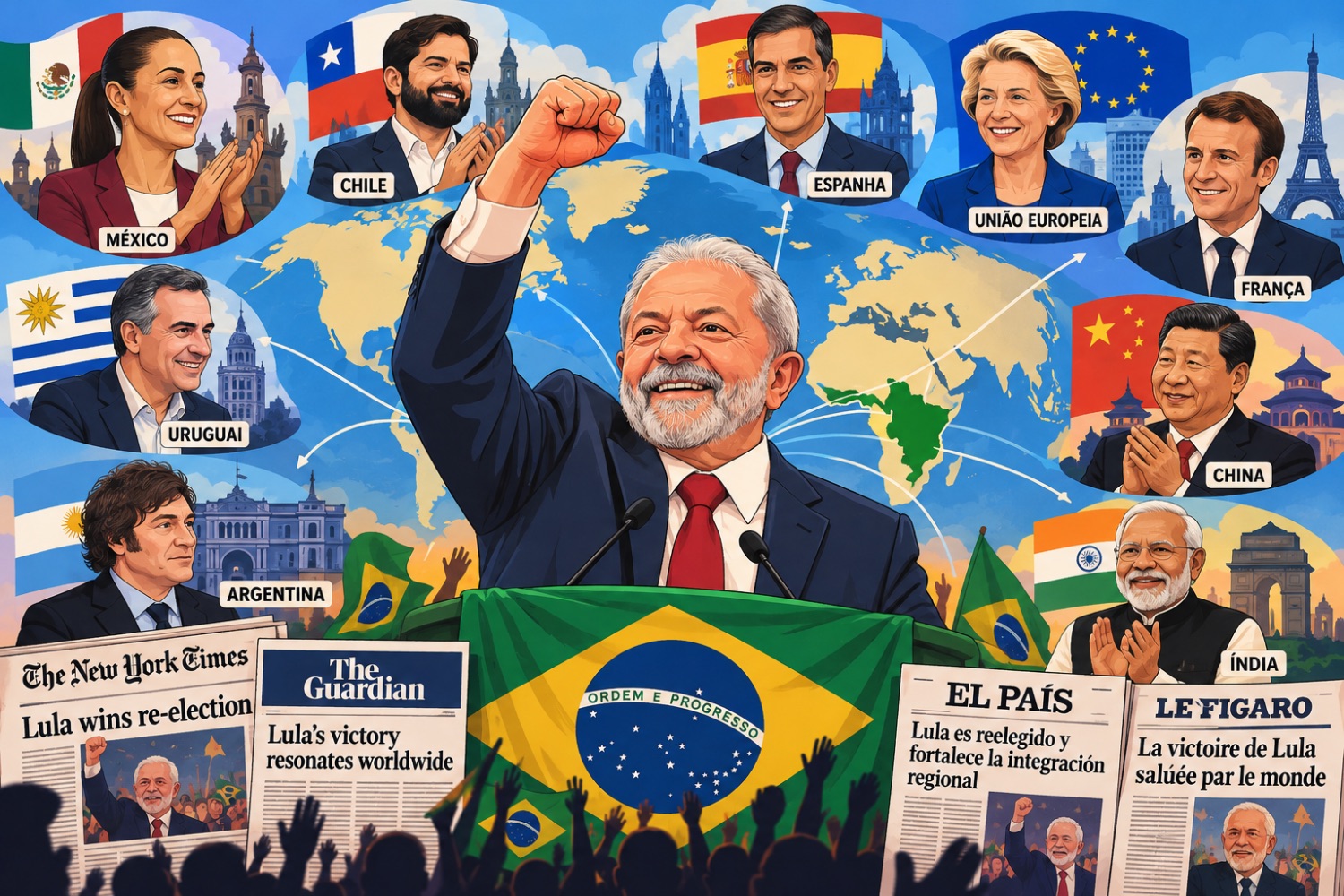 Reeleição de Lula movimenta a política internacional e coloca Brasil em destaque