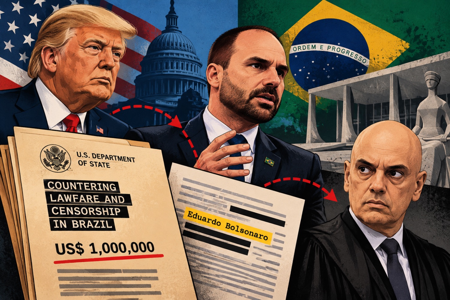 Documentos revelam uma conexão inesperada entre o lobby de Eduardo Bolsonaro e um fundo dos EUA voltado ao STF