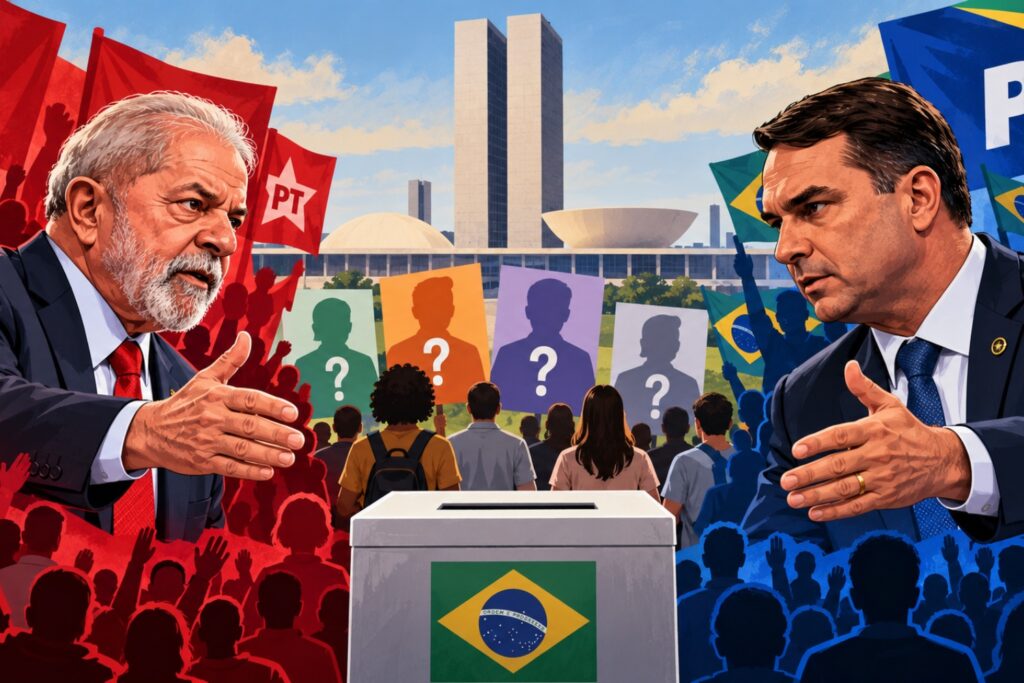 Lula e Flávio Bolsonaro ampliam alianças enquanto pesquisas mostram empate técnico