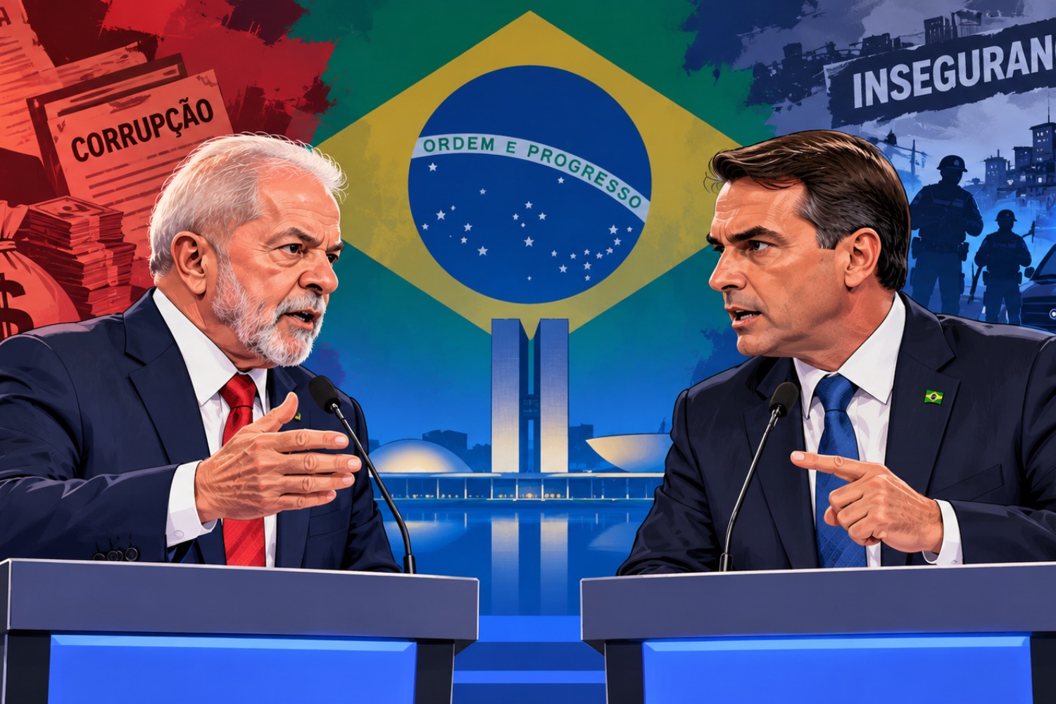 Lula e Flávio Bolsonaro trocam acusações em primeiro debate marcado por corrupção e segurança pública